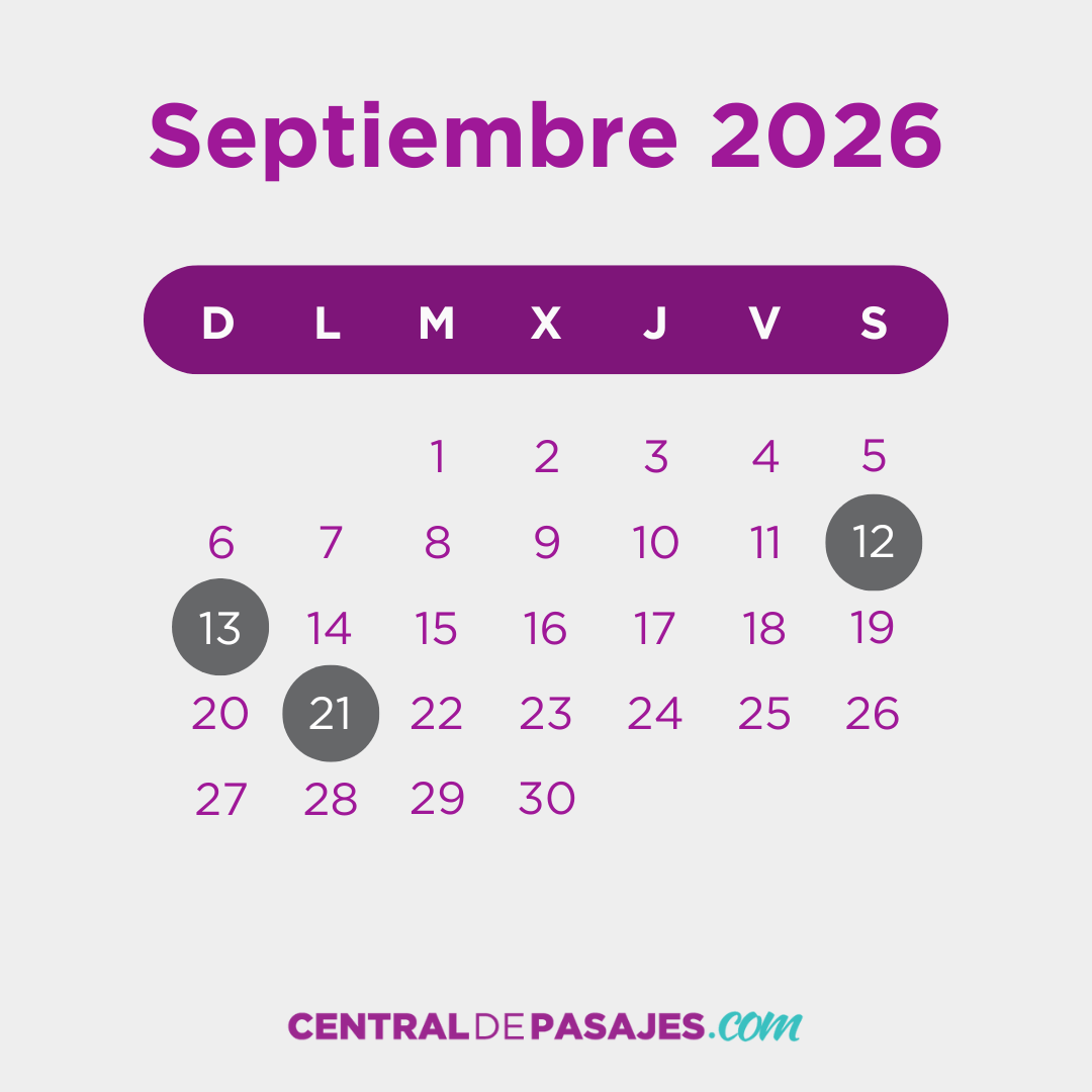 Feriados de Septiembre 2026